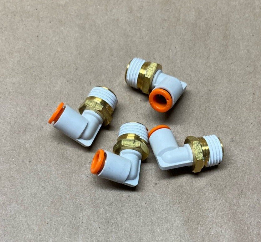 Lot of 4 SMC 1/4 Spore Elbow Fittings