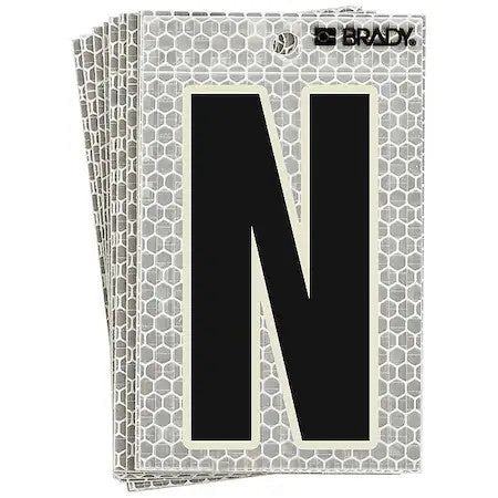 Brady 3020-N Refl. Letter Label, N, Glow In Dark,Pk10