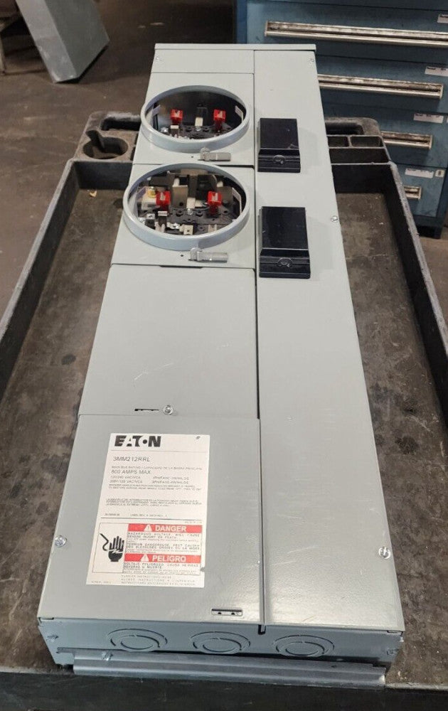 New Eaton 800 Amp 2 Gang 5 Jaw Meter Stack 125 Amp Per 120/240 VAC 3MM212RRL