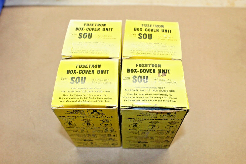 Lot of 4 Fusetron SOU Fuseholders 2-1/4" Handy Box Cover Units