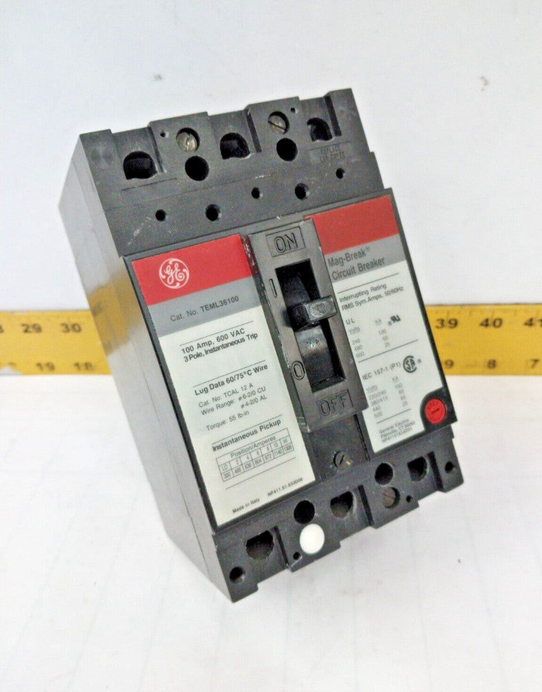 GE MAG-BREAK 100 AMP CIRCUIT BREAKER 600 VAC 3 POLE  TEML36100