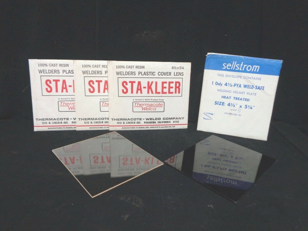 STA-KLEER & SELLSTROM (3) WELDERS PLASTIC COVER LENS 1 HEAT TREATED PLATE (NEW)