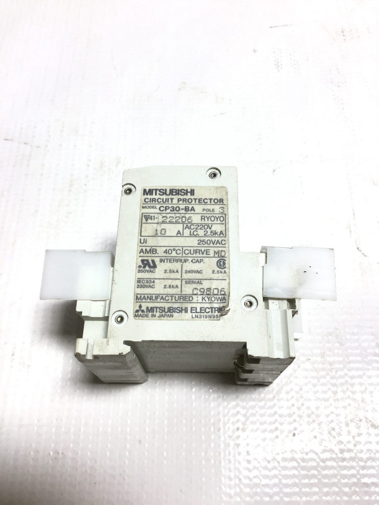 Mitsubishi Electric CP30-BA Circuit Protector 250VAC 10A 2.5kA Pole 3