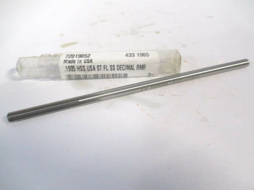 (433-0.1905) 0.1905" x 1-1/8" x 4-1/2" 6-Flute Straight Shank HSS Chucking Reame