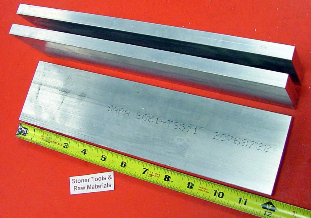 3 Pieces 1/2" X 2-1/2" Aluminum 6061 Flat BAR 12" Long T6511 Plate Mill Stock. T