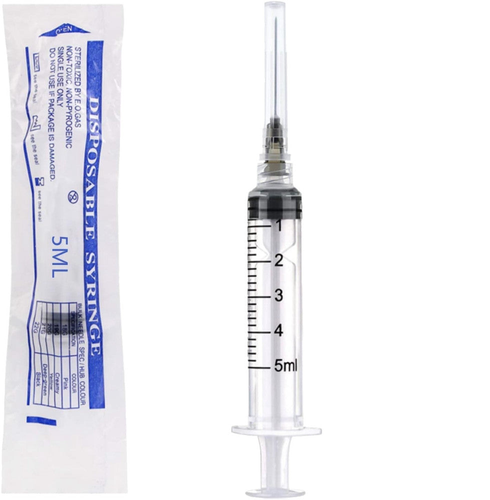 100pk 5ml Plastic Syringes w/ 22Ga Needle – Sealed for Lab,Industrial, Measuring