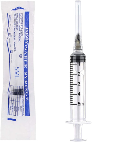 100pk 5ml Plastic Syringes w/ 22Ga Needle – Sealed for Lab,Industrial, Measuring