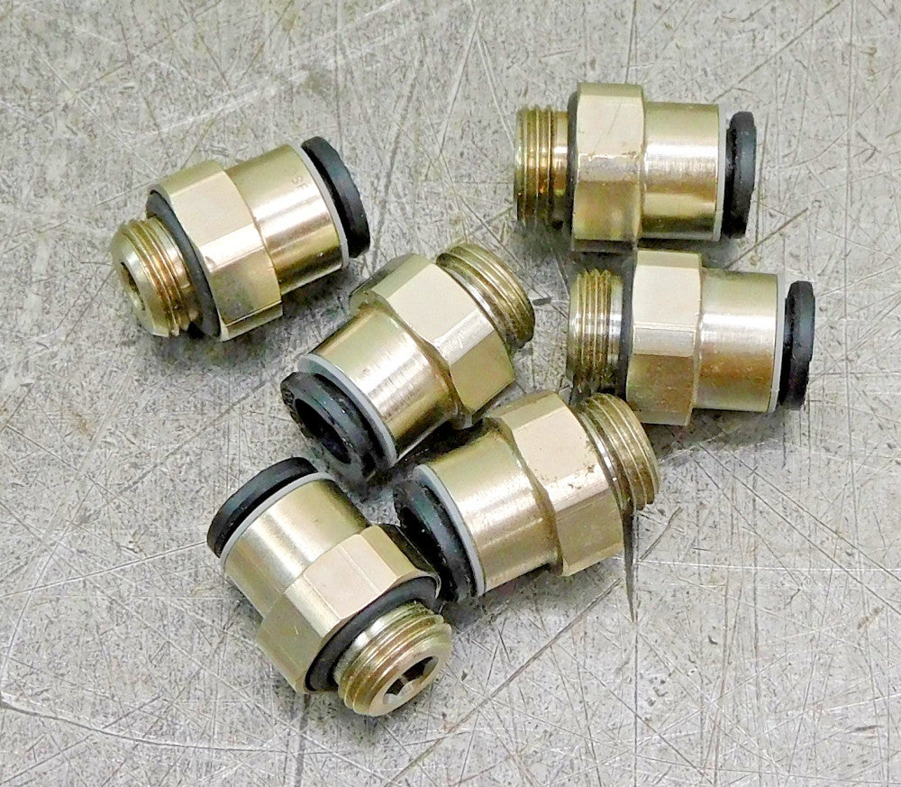 Parker 3101 06 13 Straight Push In Fitting 6mm Tube 1/4" BSPP Lot of Six (6)