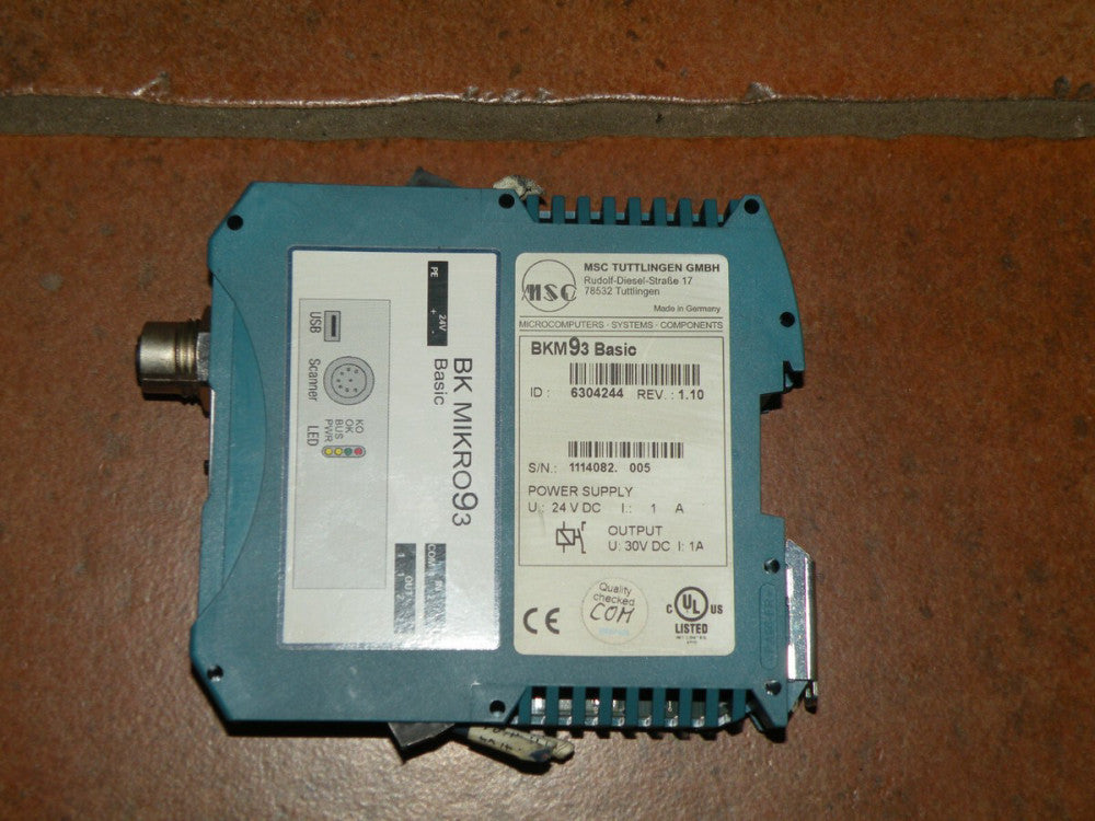 (1) MSC TUTTLINGEN BK MIKRO 93 BASIC CONTROL UNIT, 24VDC SUPPLY 6304244 REV 1.10