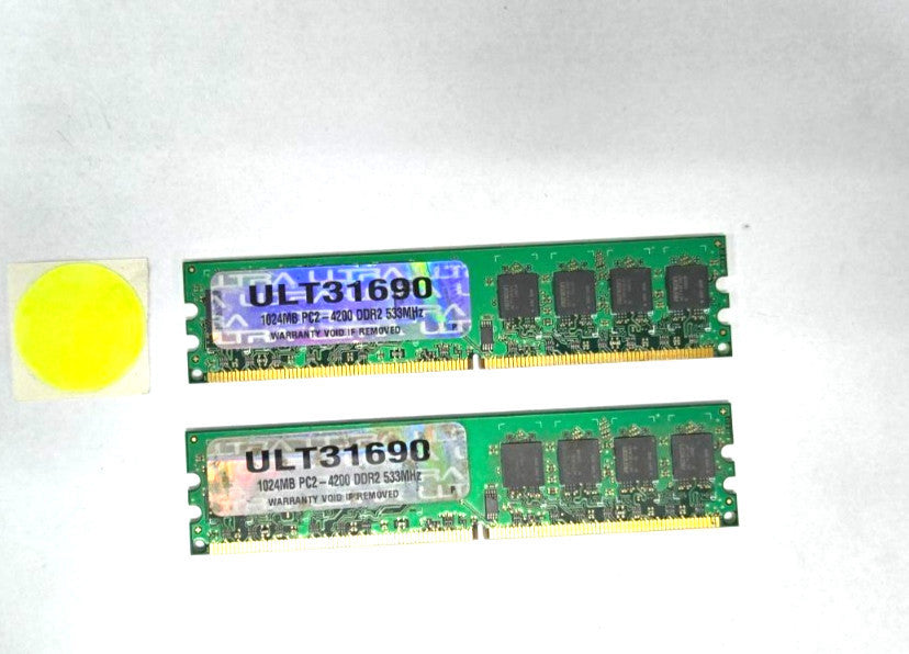 ASSORTMENT OF MEMORY RAM CIRCUIT BOARDS   1024MB LOT OF 2