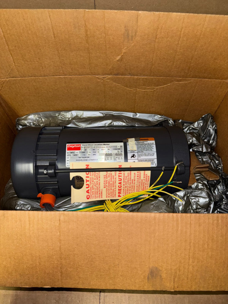 DAYTON 9CH80 EXPLOSION PROOF ELECTRIC MOTOR, 1-HP, 100-120/ 200-240-VAC, NEW-OB!