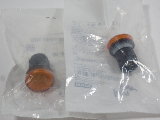 *Lot of 2* Siemens 3SU1001-6AA00-0AA0 Indicator Light Lens 22mm Amber - NEW S...