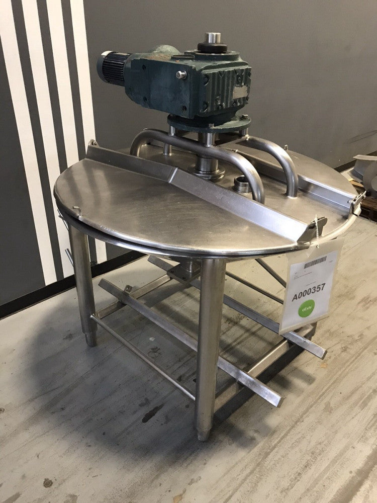 50 GALLON APV CCA STAINLESS STEEL SURGE HOPPER w/ TOP MOUNT SWEEP AGITATION 1HP