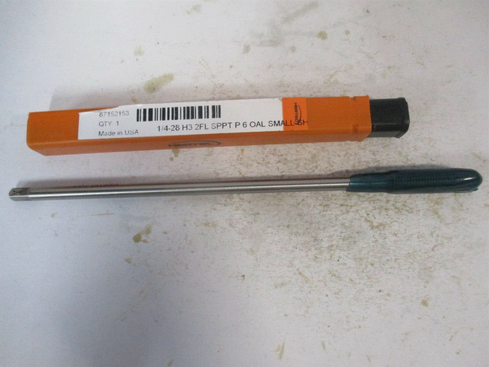 (G837586) 1/4-28 UNF H3 Bright Finish HSS 2 Flute Spiral Point Extension Tap 