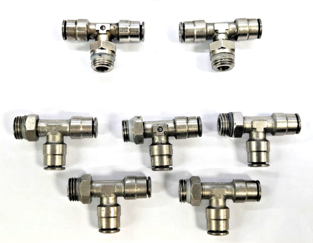 CAMOZZI ASSORTED SWIVEL TEES 8MM X G1/4" *LOT OF 7* NICKEL PLATED BRASS
