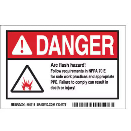 Brady El-4 Label, 4 In Height, 6 In Width, Polyester, Horizontal Rectangle,