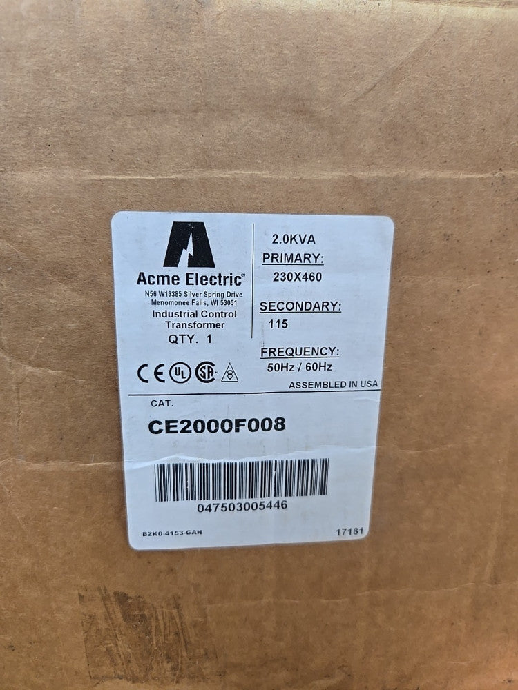 Acme Electric CE2000F008 Industrial Control Transformer NOS