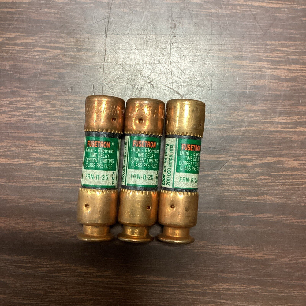 Bussmann Fusetron FRN-R-25 FRNR25 25 Amp 250 Volt Dual Element RK5 Fuse Lot Of 3