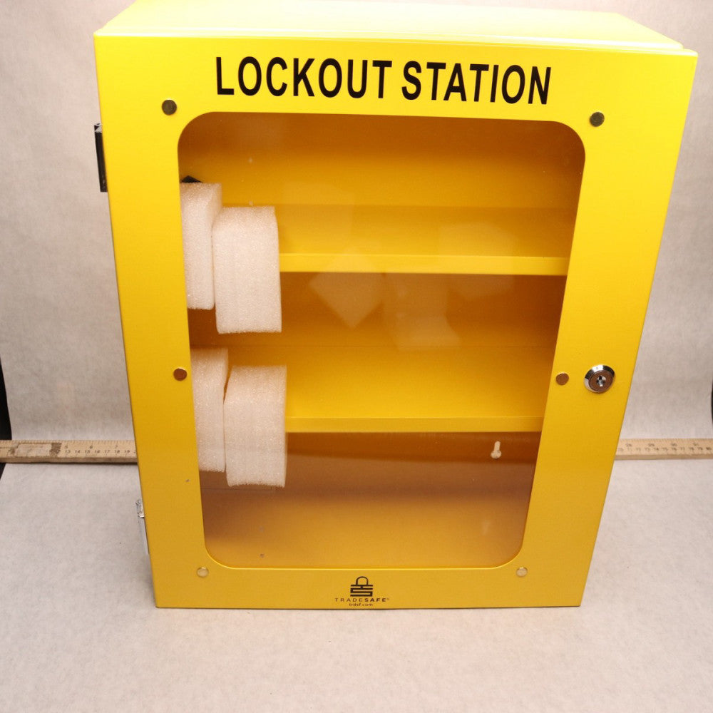 Tradesafe Lockout Tagout Cabinet Station Unfilled Yellow Steel Plate Body 