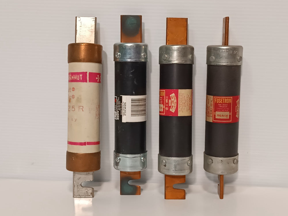 Lot of 4 125A Fuses - (Qty 1) Shawmutt TR125R, (Qty 3) Fusetron FRS-R-125