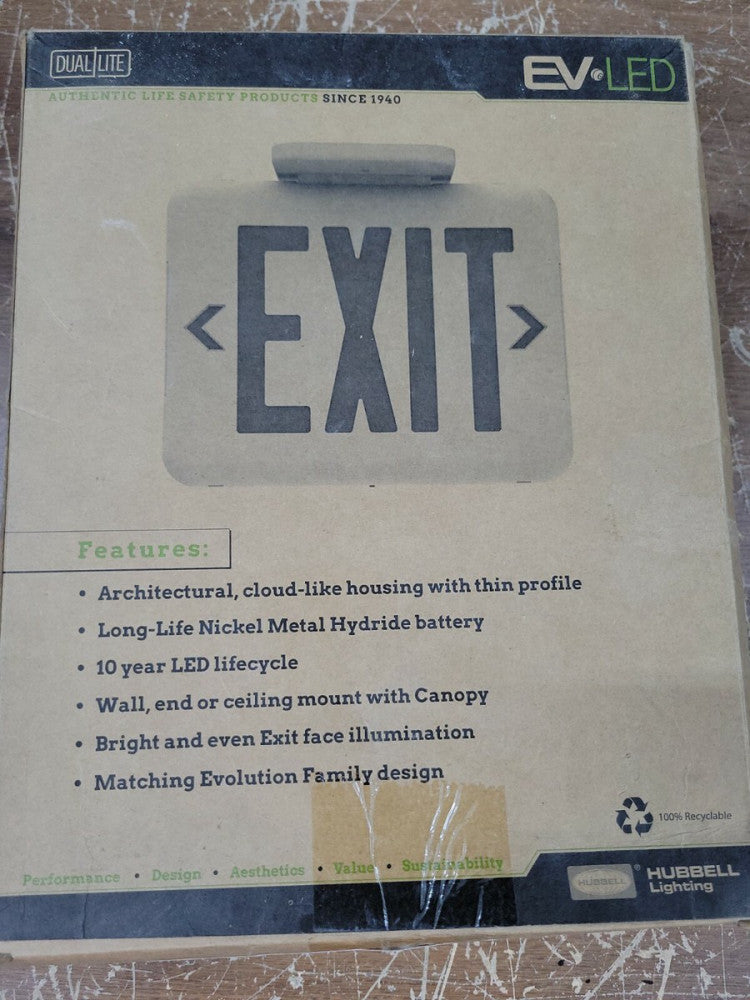 1 Hubbel EVEURWE LED Exit Sign, 93048321