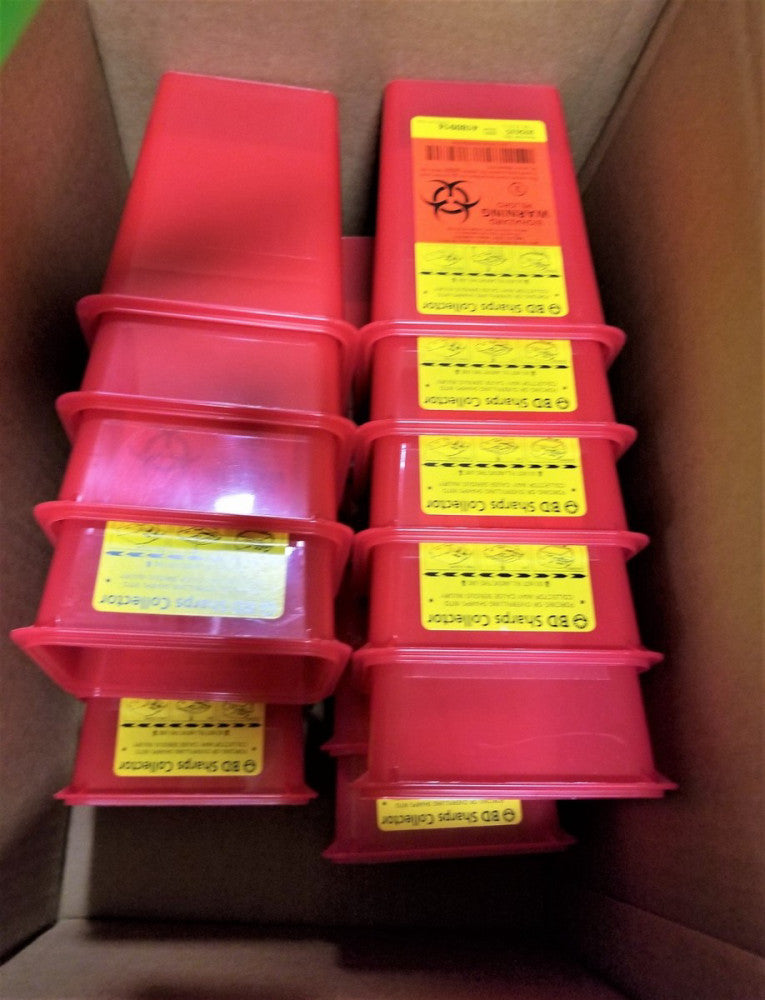(19) 1 Qt. Sharps Collector Phlebotomy, Red BD Medical Systems 305635 [C3TP]