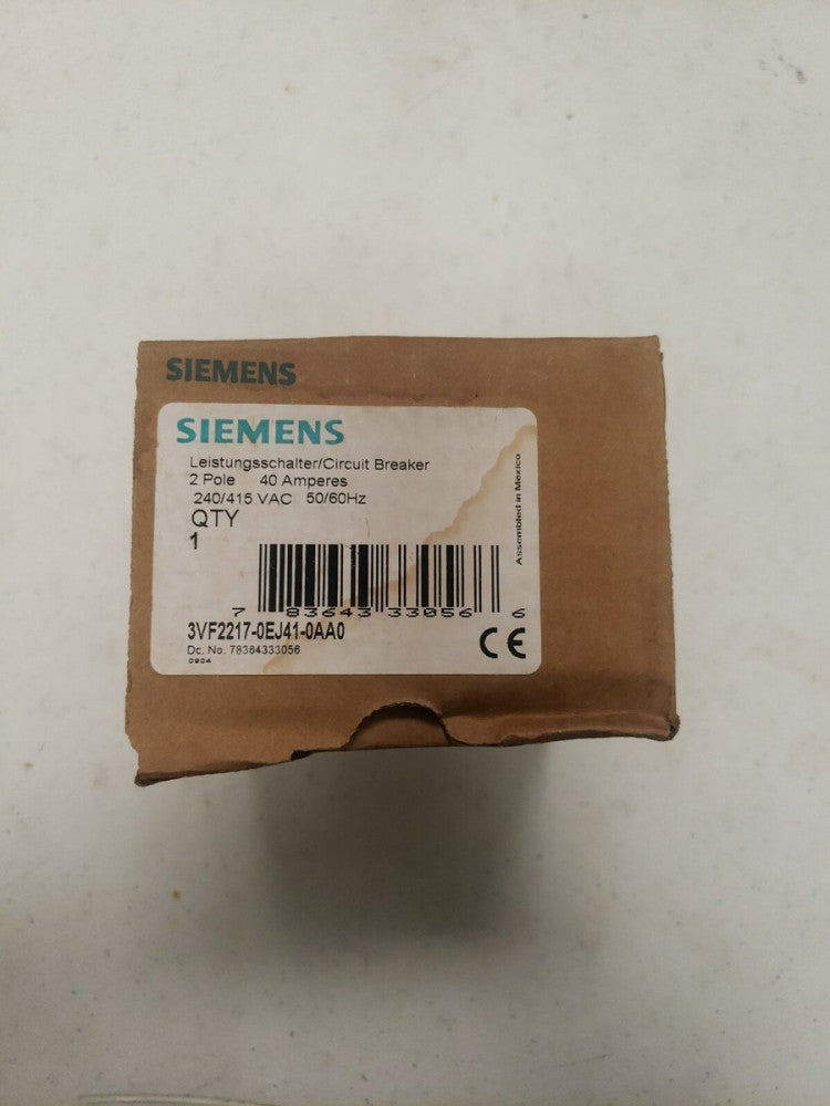Siemens 3VF2217-0EJ41-0AA0 Circuit Breaker 2 Pole 40 AMP 240/415V NEW OLD STOCK