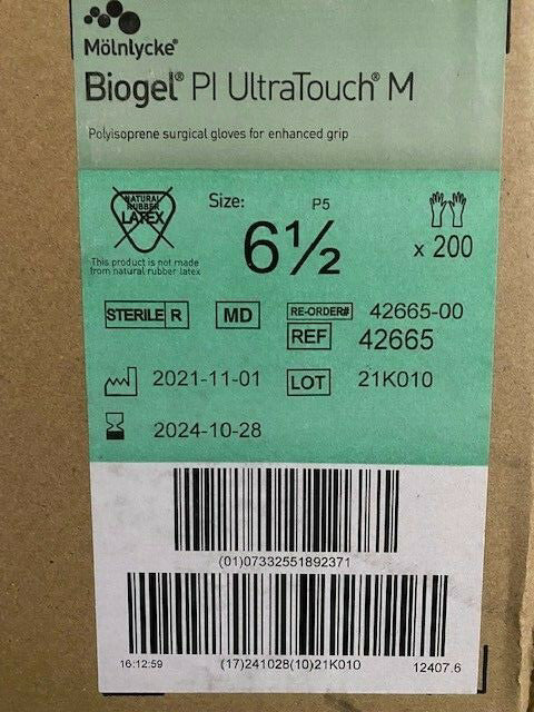 (Case of 200 Pair) Biogel Molnlycke 42665 - Gloves, PI Ultra Touch Gloves *READ*