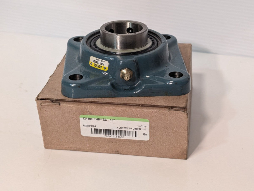 Dodge Baldor 124208 F4B-SC-107 4-Bolt Flange Mount Pillow Block Bearing, 1-7/16"
