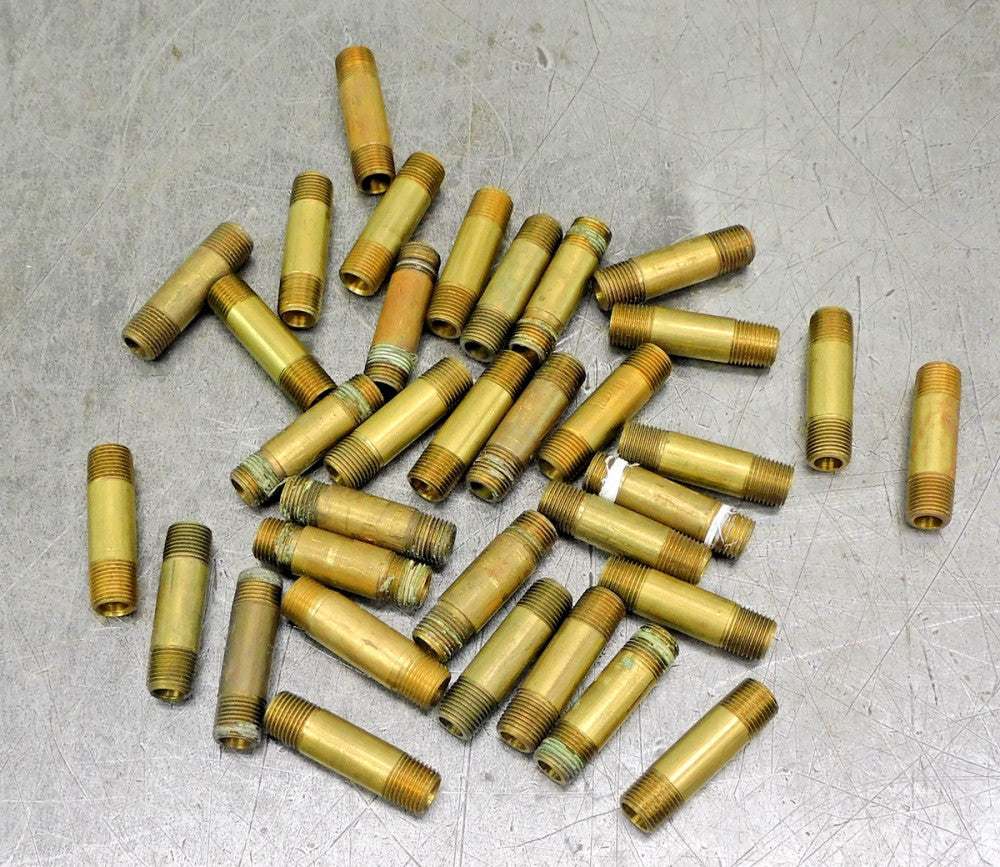 Brass Pipe Nipple Fitting 1/8" NPT 1-1/2" Length Lot of Thirty-Four (34)