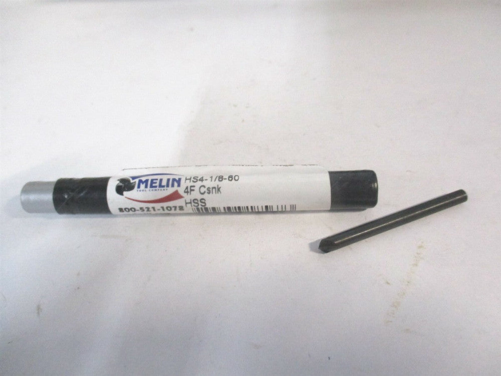 Melin Tool (18567) 1/8" x 1/8" x 1/8" x1-1/2" OAL HSS 4-Flute Countersink