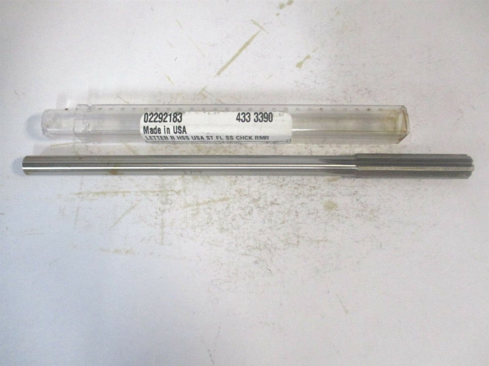 (433-0.3390) Letter R x 1-1/2" x 6" OAL 6-Flute HSS RH Spiral Chucking Reamer 