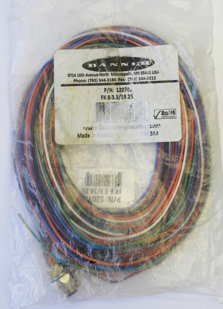 BANNER FK8-3.3-18.25 CORDSET 8 POLE FEMALE STRAIGHT EURO RECEPTACLE
