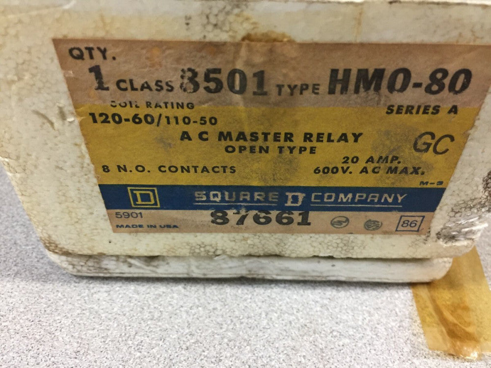 NEW IN BOX SQUARE D 120VAC COIL AC MASTER RELAY 8501HMO-80