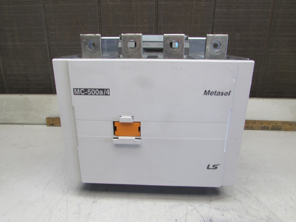 LS METASOL MC-500a/4 , 4 POLE CONTACTOR , 600v/400hp/COIL=120V,630A,CONTACTS-99%