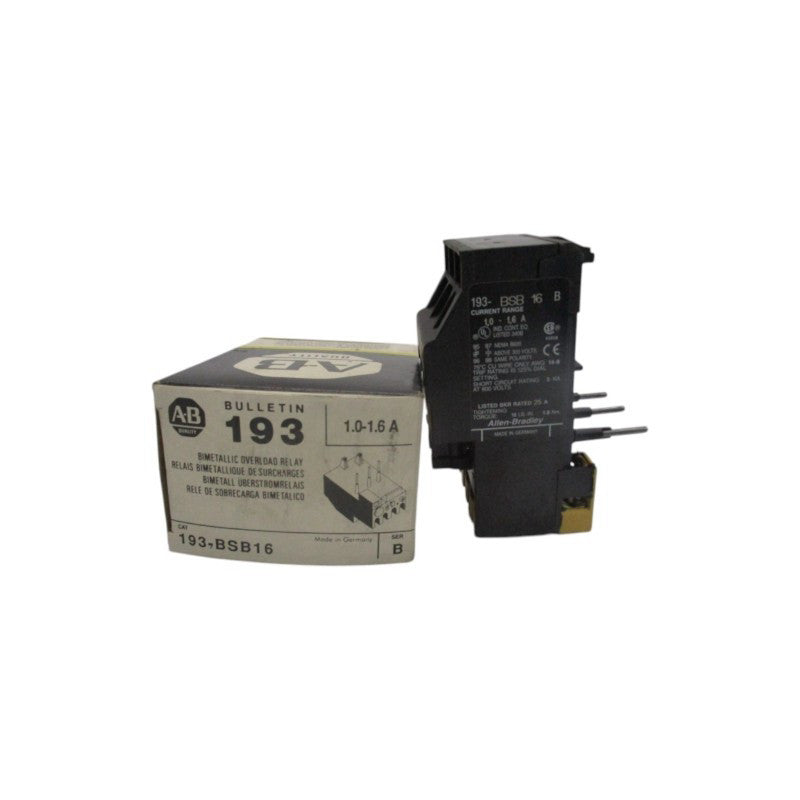 ALLEN BRADLEY 193-BSB16 SER. B 600V 1.0-1.6A (BK/YL) NSMP