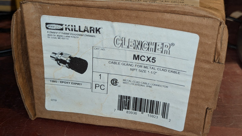 (1) Hubbell Killark Clencher MCX5 - MCX Series - Aluminum Cable Connector 1-1/2"