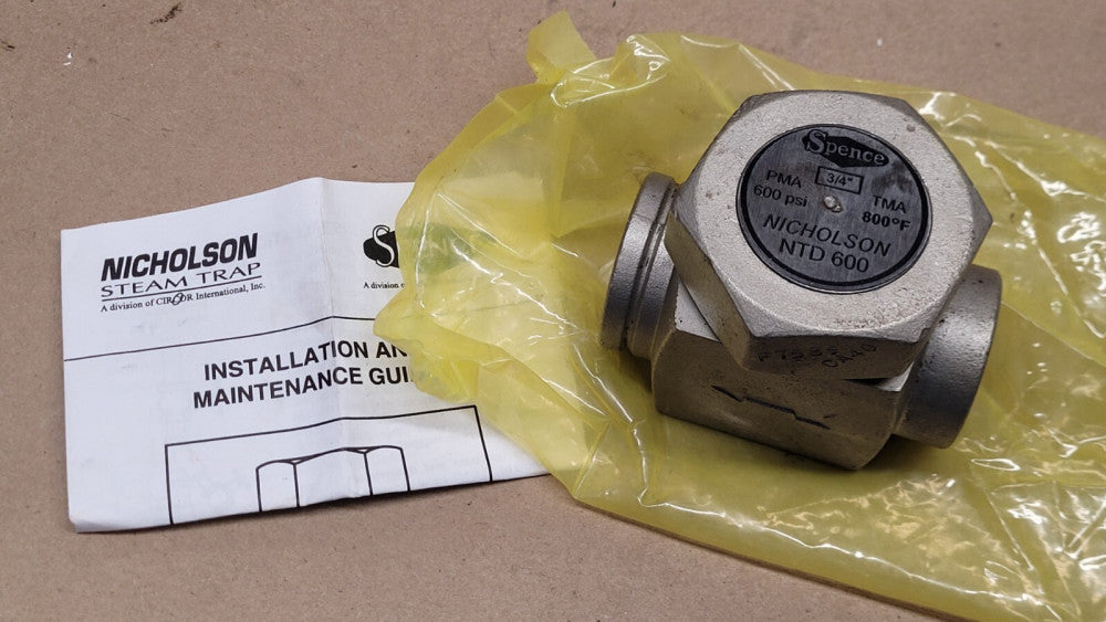 Spence Nicholson NTD 600 3/4" NPT Thermodynamic Steam Trap 600 PSI TMA 800F
