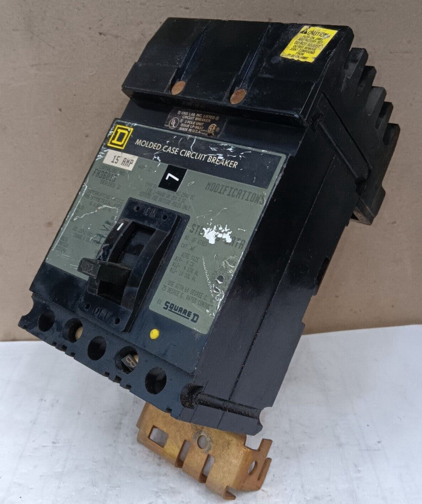 SQUARE D 15 AMP I-LINE CIRCUIT BREAKER 3 POLE 600 VAC FH36015