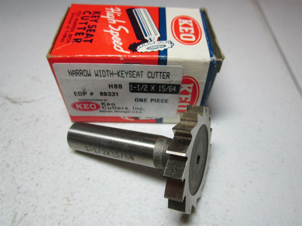 KEO (69331) 1-1/2 x 15/64 Narrow Width HSS RH Straight 16 Teeth Keyseat Cutter