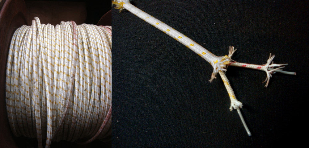 Vintage (10ft Section) WHITE w/ GOLD MARK , CLOTH COVERED WIRE, 2/16Ga. Solid