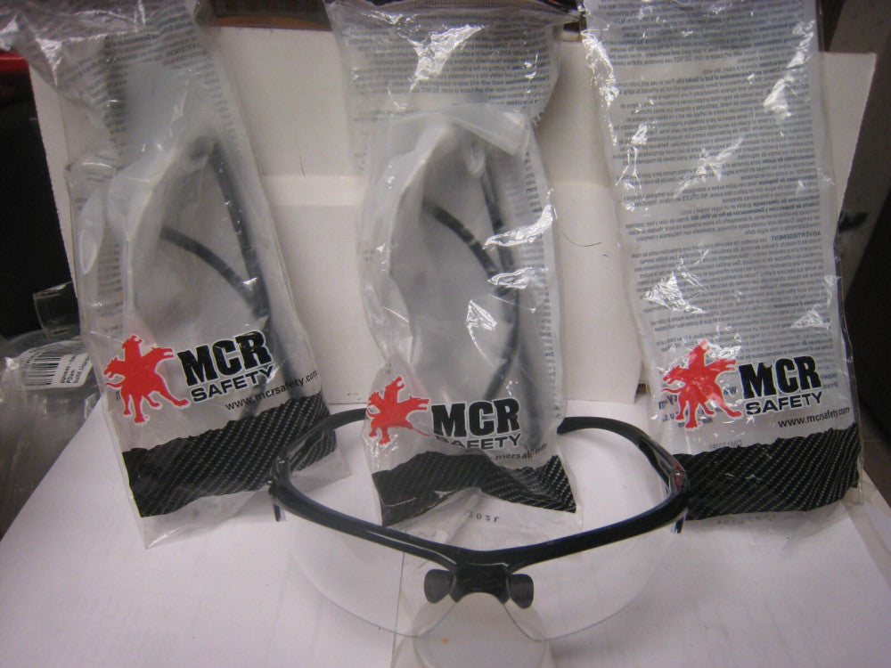 3 pr MCR SAFETY DM1330PF Safety Glass,Clear Lens,Half-Frame Black