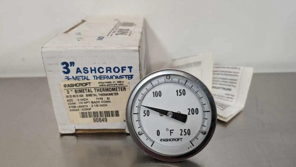 Ashcroft 30 EI 60 R 025 BI-METAL Thermometer 3" 0-120°F 1/2" NPT Back Connection
