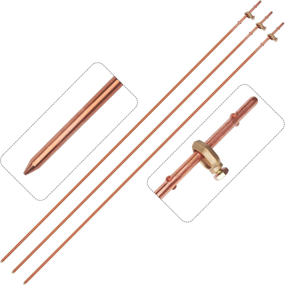 3 Pack Grounding Rod (Set of 3) 3/8’’ x 4 Feet Ground Kit 