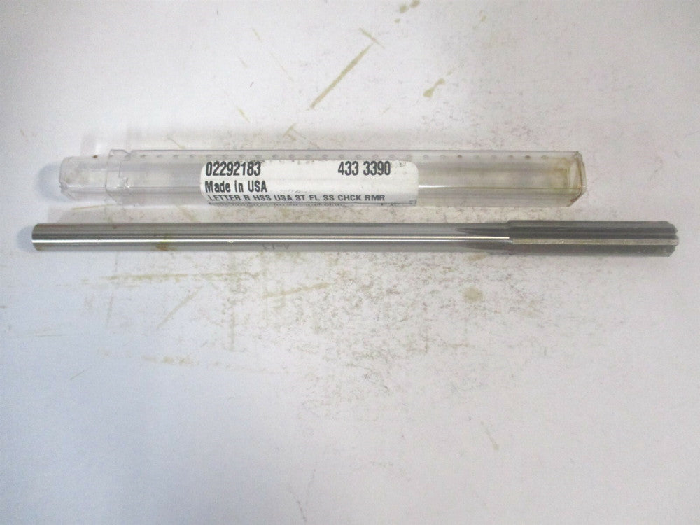 (433-0.3390) Letter R x 1-1/2" x 6" OAL 6-Flute HSS RH Spiral Chucking Reamer 