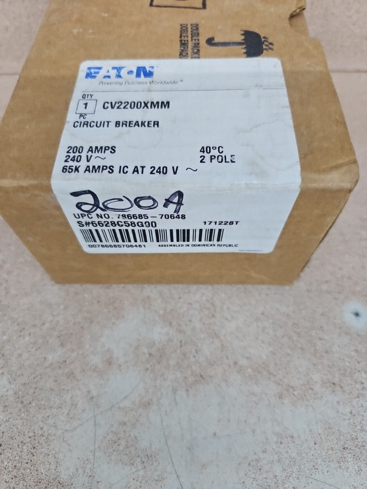 New Take Out Eaton CV2200XMM Circuit Breaker 200A 240V 2P 65k Molded Case