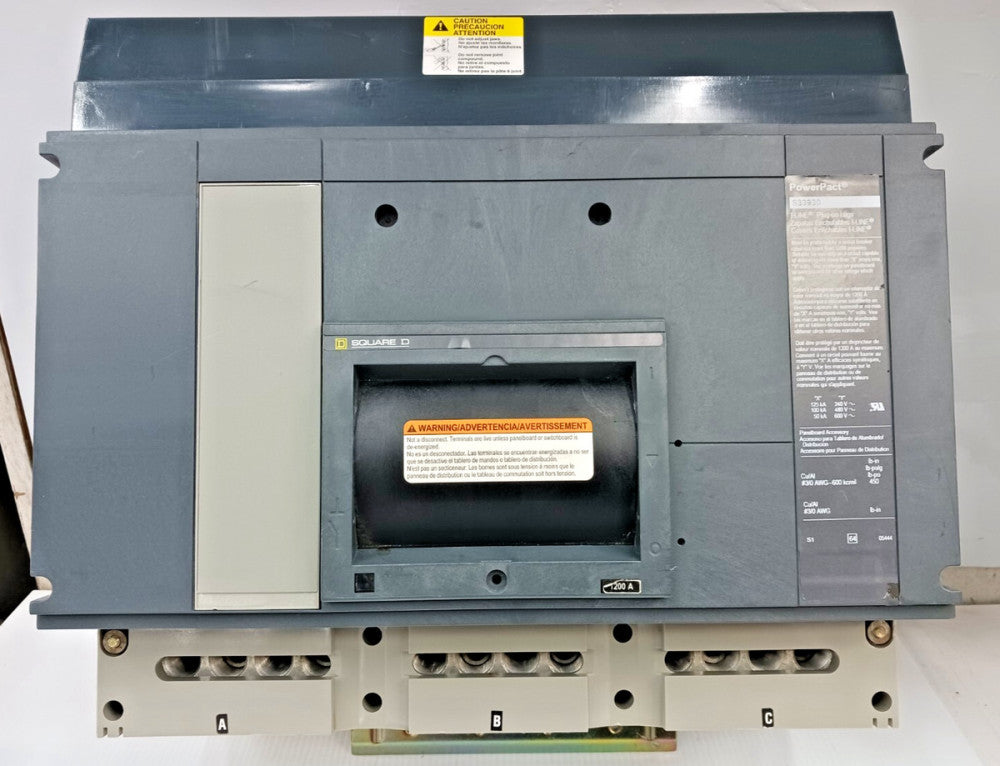 Square D PowerPact 1200 Amp Circuit Breaker I-Line Plug-on Lugs 3P 600V S33930