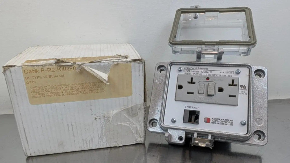 Grace P-R2-K4RF0 Ethernet Panel Interface Connector GFCI Duplex 120VAC 5A