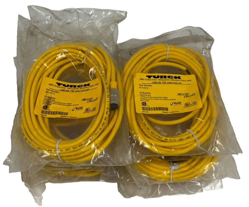 LOT OF 10 NEW TURCK RK 4.43T-6 EUROFAST CORDSETS 6M U2177-61