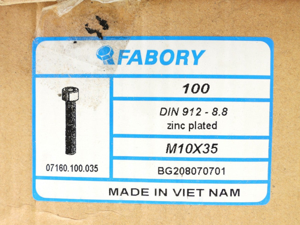 100x M-10 1.50 x 35mm 8.8 SHCS Socket Heat Cap Screw Zinc Plated Steel Fabory
